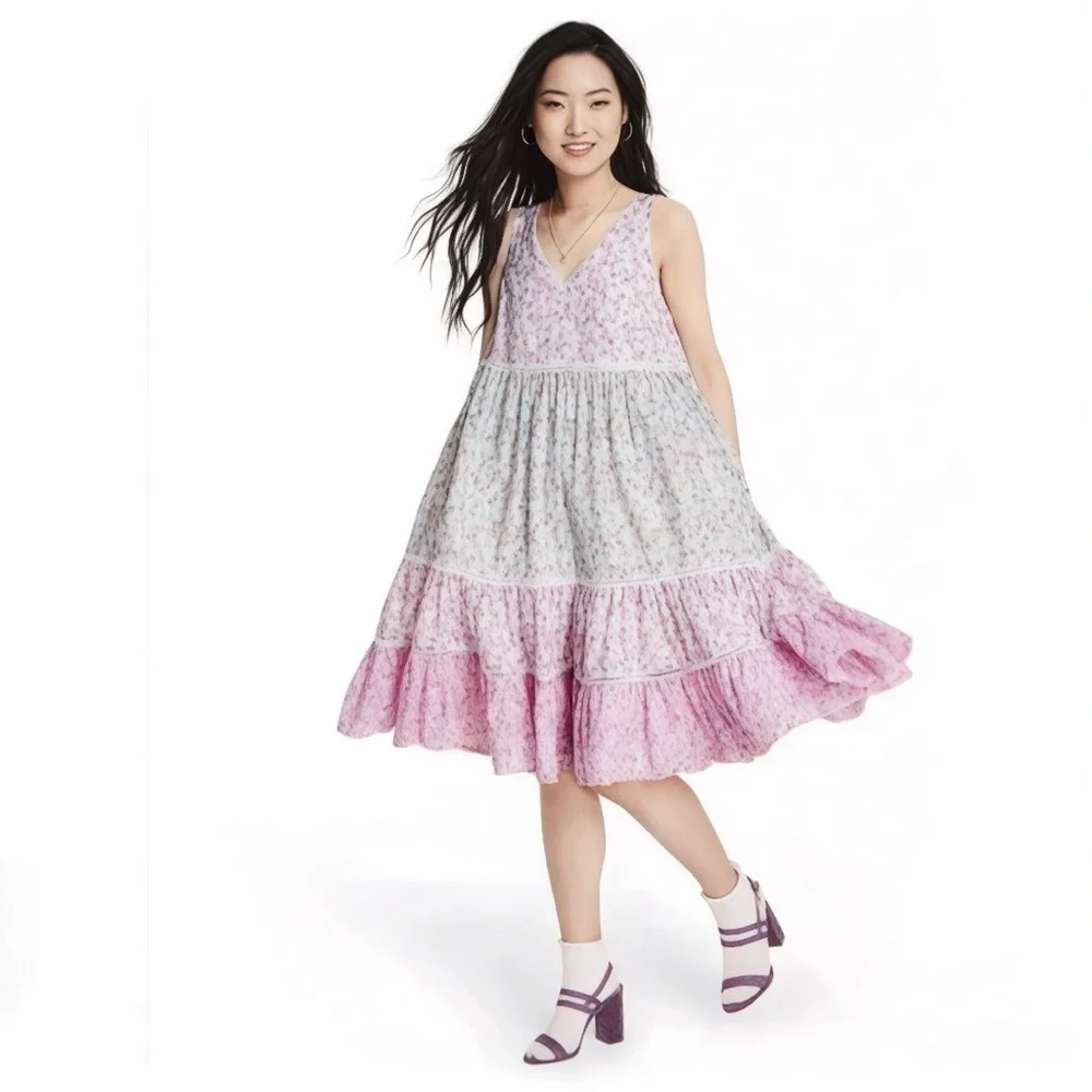 LOVESHACKFANCY x Target Camille Mixed Floral Tiered Midi Dress - Picture 1 of 10